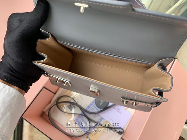 DELVAUX女包 比利時品牌 Tempete手袋 柔軟牛皮 德爾沃女手提包 Mini號手拎包 TP0020拼色灰  fcs1229